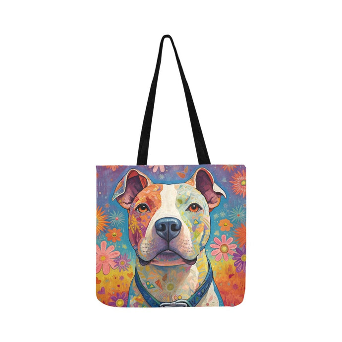 Radiant Love Pit Bull Special Lightweight Shopping Tote Bag-Accessories-Accessories, Bags, Dog Dad Gifts, Dog Mom Gifts, Pit Bull-White-ONESIZE-1