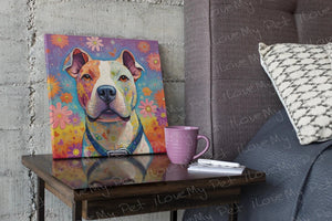Radiant Love Pit Bull Wall Art Poster-Art-Dog Art, Home Decor, Pit Bull, Poster-Framed Light Canvas-Small - 8x8"-1