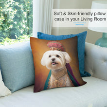 Load image into Gallery viewer, Radiant Raja Maltese Plush Pillow Case-Cushion Cover-Dog Dad Gifts, Dog Mom Gifts, Home Decor, Maltese, Pillows-7