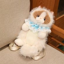 Load image into Gallery viewer, Ragdoll Cat Plush Backpack - Lace Ruff Collar, Detachable Straps, Mini Pocket-2