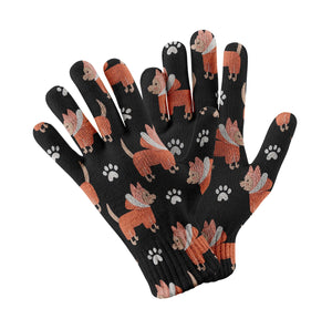 Raincoat Fawn Chihuahua Love Touch Screen Gloves-Accessories-Accessories, Chihuahua, Dog Dad Gifts, Dog Mom Gifts, Gloves-Black-1