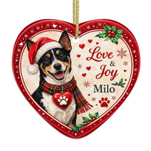 Load image into Gallery viewer, Rat Terrier Christmas Ornament - Love &amp; Joy Heart Shaped Portrait - Personalize with Photo and Name-Christmas Ornament-Christmas,Christmas Ornament,Personalize Artwork,Rat Terrier-4