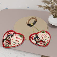 Load image into Gallery viewer, Rat Terrier Christmas Ornament - Love &amp; Joy Heart Shaped Portrait - Personalize with Photo and Name-Christmas Ornament-Christmas,Christmas Ornament,Personalize Artwork,Rat Terrier-6