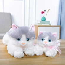 Load image into Gallery viewer, Realistic American Shorthair Cat Plush Toy - Gray and White - Blue Eyes with Pink Bow-10