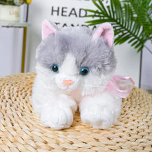 Load image into Gallery viewer, Realistic American Shorthair Cat Plush Toy - Gray and White - Blue Eyes with Pink Bow-Stuffed Animals-Cat Memorial Gifts,Grey and White Cat,Stuffed Animal-6