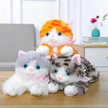 Load image into Gallery viewer, Realistic American Shorthair Cat Plush Toy - Gray and White - Blue Eyes with Pink Bow-9