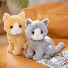 Load image into Gallery viewer, Realistic American Shorthair Cat Plush Toy - Orange and White - Sitting with Pink Nose-3