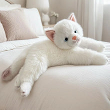 Load image into Gallery viewer, Realistic American Shorthair Cat Plush Toy - White - Stretching with Pink Nose-2