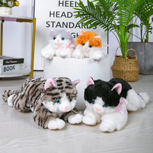 Load image into Gallery viewer, Realistic American Shorthair Cat Plushie - Gray and White Striped Tabby - Blue Eyes with Pink Bow-5