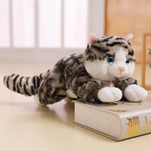 Load image into Gallery viewer, Realistic American Shorthair Cat Plushie - Gray and White Striped Tabby - Lying with Pink Inner Ears-Sounding Striped-48cm-1