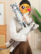 Load image into Gallery viewer, Realistic American Shorthair Cat Plushie - Gray and White Striped Tabby - Standing with Pink Paw Pads-10