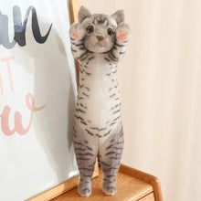 Load image into Gallery viewer, Realistic American Shorthair Cat Plushie - Gray and White Striped Tabby - Standing with Pink Paw Pads-brown-58cm-1