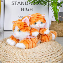 Load image into Gallery viewer, Realistic American Shorthair Cat Plushie - Orange and White Tabby - Blue Eyes with Pink Bow-13