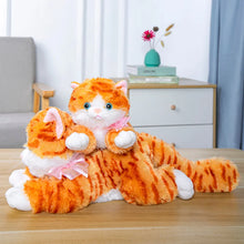 Load image into Gallery viewer, Realistic American Shorthair Cat Plushie - Orange and White Tabby - Blue Eyes with Pink Bow-17