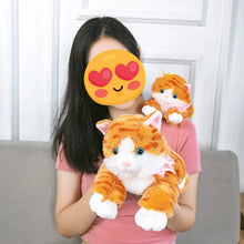 Load image into Gallery viewer, Realistic American Shorthair Cat Plushie - Orange and White Tabby - Blue Eyes with Pink Bow-29