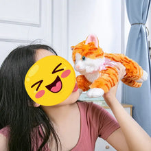Load image into Gallery viewer, Realistic American Shorthair Cat Plushie - Orange and White Tabby - Blue Eyes with Pink Bow-30