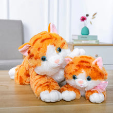 Load image into Gallery viewer, Realistic American Shorthair Cat Plushie - Orange and White Tabby - Blue Eyes with Pink Bow-4