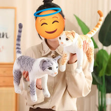Load image into Gallery viewer, Realistic American Shorthair Cat Soft Toy - Gray and White Striped Tabby - Standing with Upright Tail-Stuffed Animals-British Shorthair Cat,Cat Memorial Gifts,Stuffed Animal-4
