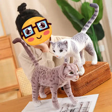 Load image into Gallery viewer, Realistic American Shorthair Cat Soft Toy - Gray and White Striped Tabby - Standing with Upright Tail-Stuffed Animals-British Shorthair Cat,Cat Memorial Gifts,Stuffed Animal-5