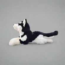 Load image into Gallery viewer, Realistic Belly Flop Black and White Husky Stuffed Animal Plush Toy-2