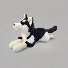 Load image into Gallery viewer, Realistic Belly Flop Black and White Husky Stuffed Animal Plush Toy-3