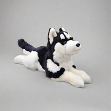 Load image into Gallery viewer, Realistic Belly Flop Black and White Husky Stuffed Animal Plush Toy-5