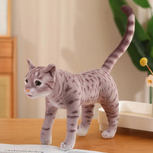 Load image into Gallery viewer, Realistic Bengal Cat Plushie - Gray Striped Tabby - Standing with Upright Tail-Brown-1