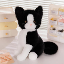 Load image into Gallery viewer, Realistic Black and White Cat Plush - Bright-Eyed Sitting Kitty-Stuffed Animals-Black and White Cat,Cat Memorial Gifts,Cats,Stuffed Animal-8