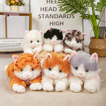 Load image into Gallery viewer, Realistic Black and White Cat Plush Toy - Blue Eyes with Pink Bow-4