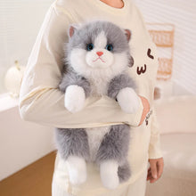 Load image into Gallery viewer, Realistic Black and White Cat Plush Toy - Fluffy Sitting Cat Stuffed Animal-5