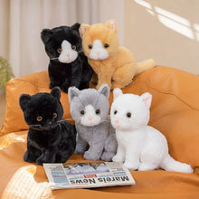 Load image into Gallery viewer, Realistic Black and White Cat Soft Toy - Sitting with Pink Nose-2