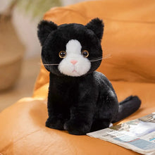 Load image into Gallery viewer, Realistic Black and White Cat Soft Toy - Sitting with Pink Nose-5