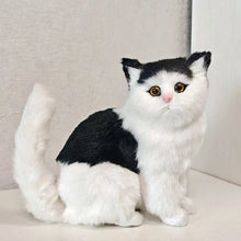 Load image into Gallery viewer, Realistic Black and White Cat Stuffed Animal - Lifelike Happy Perky Tail-Stuffed Animals-Black and White Cat,Cat Memorial Gifts,Cats,Stuffed Animal-8