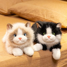 Load image into Gallery viewer, Realistic Black and White Cat Stuffed Animal Plush Toy - Belly Flop Pose-Cats-Cat Memorial Gifts,Stuffed Animal-2