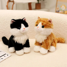 Load image into Gallery viewer, Realistic Black and White Cat Stuffed Animal Plush Toy - Small Size - Sitting Pose-Cats-Stuffed Animal-14