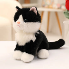 Load image into Gallery viewer, Realistic Black and White Cat Stuffed Animal Plush Toy - Small Size - Sitting Pose-Cats-Stuffed Animal-6