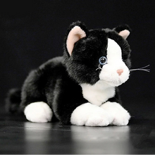 Load image into Gallery viewer, Realistic Black and White Cat Stuffed Animal Plush Toy - Soft Fur Lifelike Detailing-3