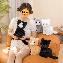 Load image into Gallery viewer, Realistic Black Bombay Cat Soft Toy - Sitting with Amber Eyes-3
