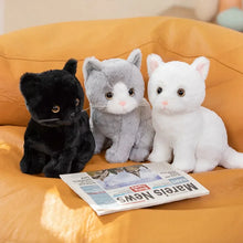 Load image into Gallery viewer, Realistic Black Bombay Cat Soft Toy - Sitting with Amber Eyes-4