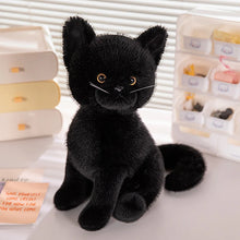 Load image into Gallery viewer, Realistic Bombay Black Cat Plush - Bright-Eyed Sitting Kitty