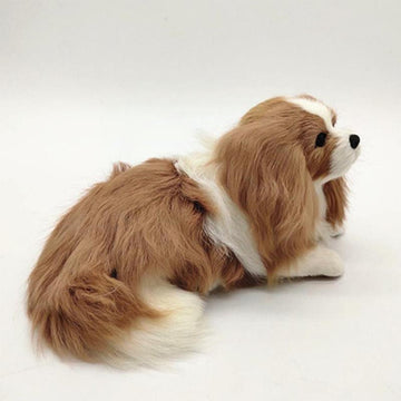 Realistic Blenheim Cavalier King Charles Spaniel Stuffed Animal with Faux Fur