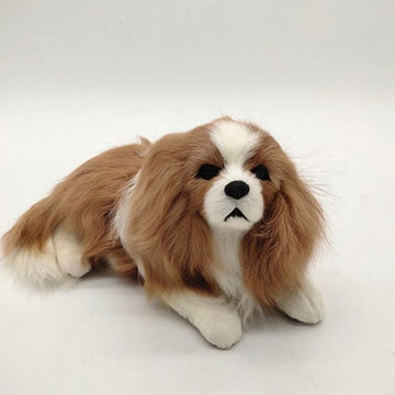 Realistic Blenheim Cavalier King Charles Spaniel Stuffed Animal with Faux Fur