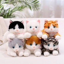 Load image into Gallery viewer, Realistic British Shorthair Cat Plushie - Gray and White - Lying with Pink Inner Ears-7