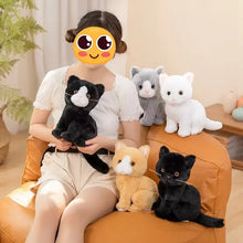 Load image into Gallery viewer, Realistic British Shorthair Cat Soft Toy - Gray and White - Sitting with Pink Nose-4