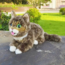 Load image into Gallery viewer, Realistic Brown Tabby Cat with Green Eyes Stuffed Animal Plush Toy