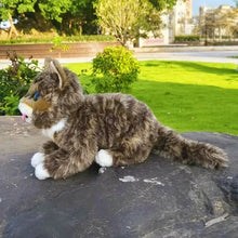Load image into Gallery viewer, Realistic Brown Tabby Maine Coon Cat with Green Eyes Stuffed Animal Plush Toy