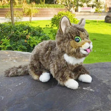 Load image into Gallery viewer, Realistic Brown Tabby Cat with Green Eyes Stuffed Animal Plush Toy