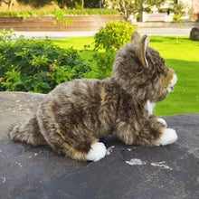 Load image into Gallery viewer, Realistic Brown Tabby Cat with Green Eyes Stuffed Animal Plush Toy