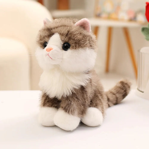 Realistic Brown Striped Tabby Cat Stuffed Animal Plush Toy - Small Size - Sitting Pose-Cats-Stuffed Animal-ChineseLiHua Cat-20cm-1