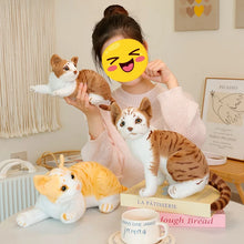 Load image into Gallery viewer, Realistic Brown Tabby and White Cat Plush Toy - Lifelike Sitting Pose-4